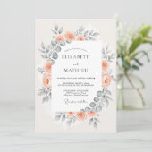 Perzik Harmonieuze Botanische Bruiloft Kaart (Staand voorkant)