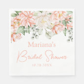 Perzik Ivoor Bloemige Bruiloft Feest Servet (Voorkant)