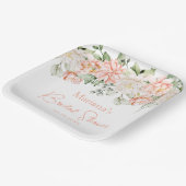 Perzik Ivoor Bloemige Bruiloftsborrel Papieren Bordje (Gebogen)