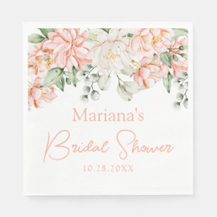 Perzik Ivoorkleurig Bloemig Bruidsdiner Servet