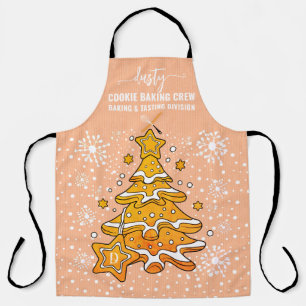 Perzik Kerstboom Cookie Baking Crew Sneeuwvlokken Schort