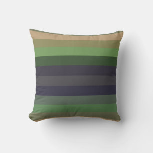 perzik, khaki bruin, pistache, mosgroene strepen kussen