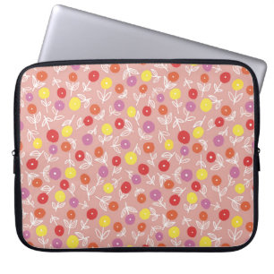 Perzik Kinderen Bloemmotief Laptop Sleeve
