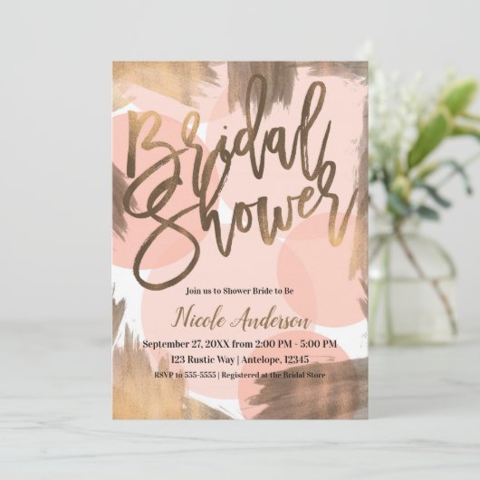 Perzik & Koperbrons Chique Modern Vrijgezellenfees Kaart (Staand voorkant)