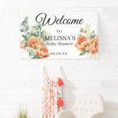 Perzik koraal groen baby's adem welkom spandoek (Insitu)