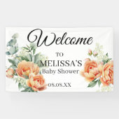 Perzik koraal groen baby's adem welkom spandoek (Horizontaal)