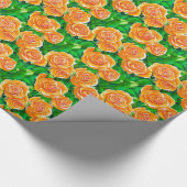 Perzik / Koraal Sinaasappel Waterverf Rozen Cadeaupapier (Hoek)