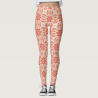 Perzik Koraal Steruitbarsting Geometrisch Patroon Leggings