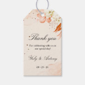 Perzik licht Sinaasappel bruiloft dank u gunst Cadeaulabel (Voorkant)