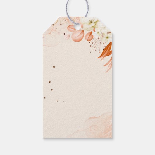 Perzik licht Sinaasappel bruiloft dank u gunst Cadeaulabel (Achterkant)