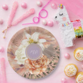 Perzik Lila Bloemen Wedding Papieren Bordje (Feest)