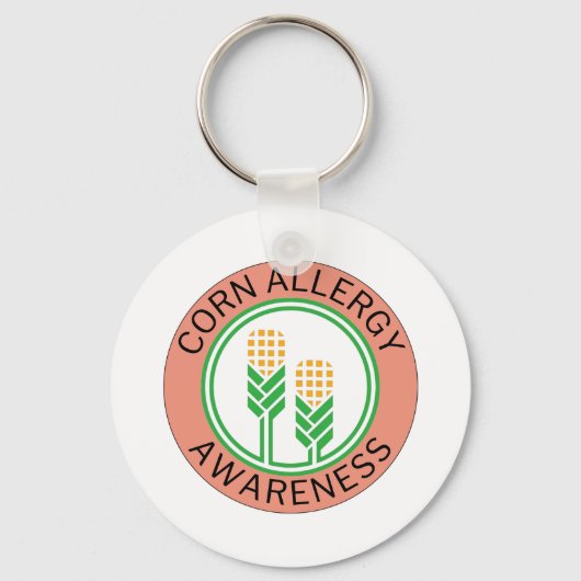 Perzik maïs allergie bewustwording Logo Sleutelhanger (Voorkant)