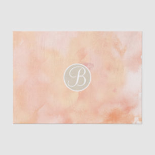 Perzik Marmer Watercolor Monogram Initiaal Tissuepapier