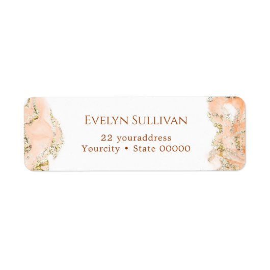 Perzik marmerend adreslabel etiket (Voorkant)