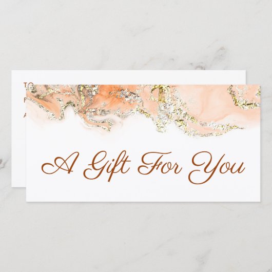 Perzik marmerend ontwerp cadeaubon (Voorkant / Achterkant)