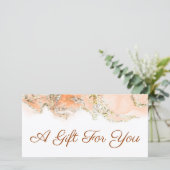 Perzik marmerend ontwerp cadeaubon (Staand voorkant)