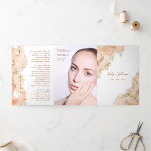 Perzik marmerend ontwerp trifold brochure drieluik kaart