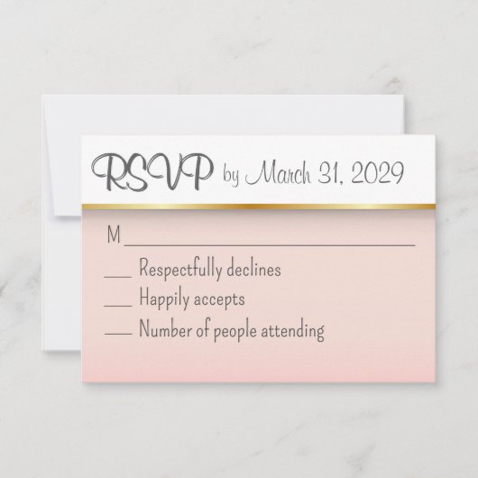 Perzik met goud RSVP kaartje (Voorkant)