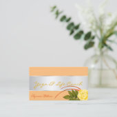 Perzik met Silver Decor en prachtige Roos Flower Visitekaartje (Staand voorkant)