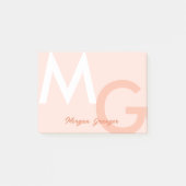 Perzik Minimale Schone Moderne Grote Monogram Post-it® Notes (Voorkant)
