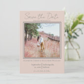 Perzik Minimalistische Foto Save The Date (Staand voorkant)