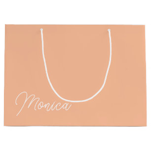 Perzik Minimalistische Monoline Calligrafie Bruids Groot Cadeauzakje
