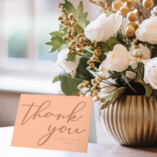 Perzik Minimalistische Typografie Trouw Persoonlij Bedankkaart