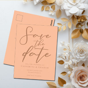 Perzik Minimalistische Typografie Zomer Save the D Briefkaart