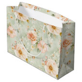 Perzik Mint Mooie Rozen Bloemrijke Bruids Shower Groot Cadeauzakje (Achterkant Gekanteld)