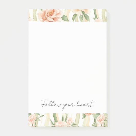 Perzik Mint Pretty Rozen Bloemstrepen Post-it® Notes (Voorkant)