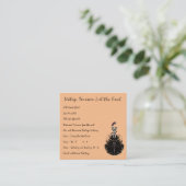 Perzik Mode Meisje Retro Jurk Vierkante Visitekaartje (Staand voorkant)