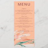 Perzik Modern Bruiloft Diner Menu (Voorkant)