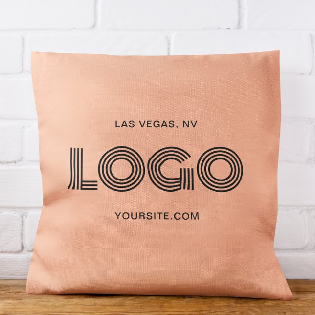 Perzik moderne rechthoekige Logo Kussen (Peach Fuzz Modern Rectangular Logo Throw Pillow)