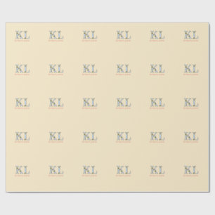 perzik monogram naam letter vintage vet pastel ret cadeaupapier