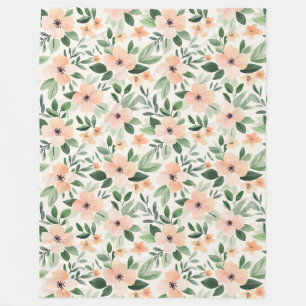 Perzik Munt Bloemen Fleece Deken