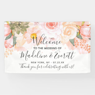 Perzik & Munt Vetplanten Bloemen Bruiloft Welkom Spandoek
