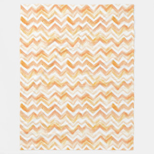 Perzik Oranje Chevron Strepen Fleece Deken