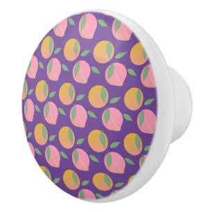 Perzik Oranje Fruit Patroon Roze Keramische Knop