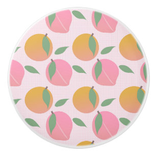 Perzik Oranje Fruit Patroon Roze Keramische Knop