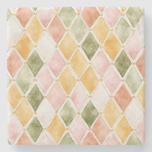 Perzik Oranje Groen Geel Blush Roze Abstract Stenen Onderzetter
