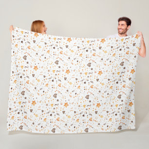 Perzik Oranje Strik Hartjes Sterren Confetti Verja Fleece Deken