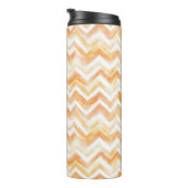 Perzik Oranje Witte Zigzag Strepen Thermosbeker (Geroteerd rechts)