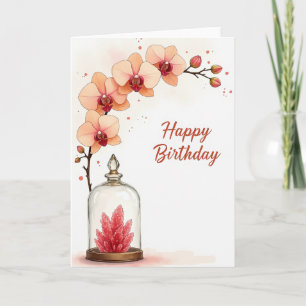 Perzik Orchidee Verjaardagskaart Kaart