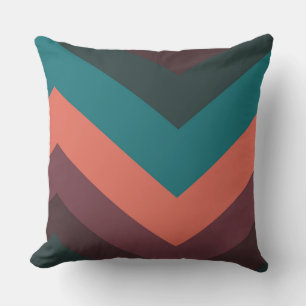 Perzik, paarse en Blauwgroen chevron Patroon Kussen