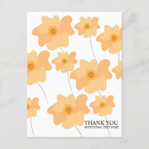 Perzik Papaver Bloemige Handgetekende Dank Je Briefkaart