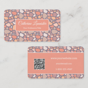 Perzik pastel conglomeraat steen QR-code Visitekaartje