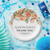 Perzik pioen bloemen en typografie bruiloft papieren bordje (Feest)