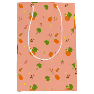 Perzik Pompoen Tuin Botanisch Patroon Medium Cadeauzakje
