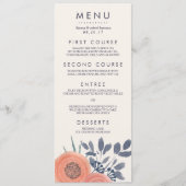 Perzik Poppies Bruiloft Menu (Voorkant)
