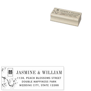 Perzik/Pruim Bloesems Dubbel Geluk Aziatisch Bruil Rubberstempel